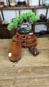 Ornamental Stone Wood Base Display Stand