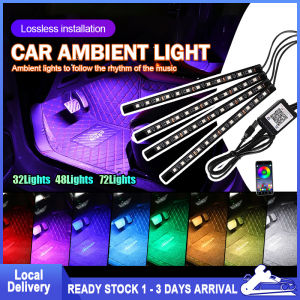 36-72 LED Car Interior Decorative Lighting USB RGB LED Light Strip App Control Car USB Ambient Light Foot Lamp Car Interior Atmosphere Light