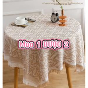 [130*180cm] Khăn trải bàn ren cotton viền tua rua phong cách vintage