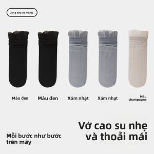 MiiOW | Tất nữ mùa hè mỏng đến giữa bắp chân viền ren phong cách ballet đa năng bằng sợi thủy tinh pha lê mới