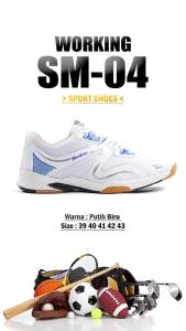 Sepatu Olahraga Lari Jogging Senam Running Sport Outdoor Pria Dewasa SM04 Putih Keren