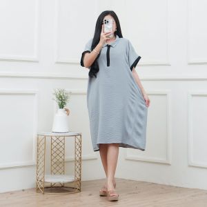 daster polos jumbo bahan cringkle Ld 120 busui baju wanita murah resleting depan