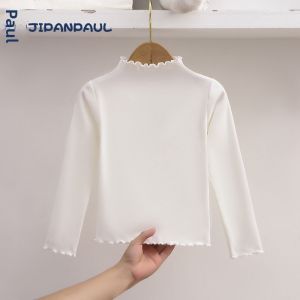 Ruffled Collar Plain Girls Long-sleeve Blouse