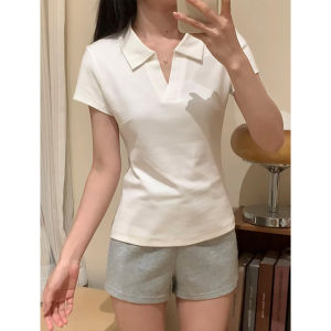 SUHUIQIAN | Slim Pink Cotton Short Sleeve Womens T-shirt