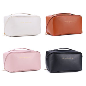 【New Arrival】 Women Leather Cosmetic Bag with Spacious Interior Travel Organizer for Makeup Toiletries and Beauty Essentials