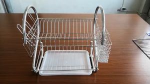 Rak Piring Stainless Steel Super Jumbo Muat 21 Piring Tempat Gelas Sendok Garpu 2 Susun Kokoh Anti Karat BS STORE