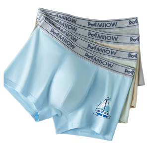 MiiOW | กางเกงบ็อกเซอร์ทรงสี่เหลี่ยมป้องกันแบคทีเรียสำหรับเด็กและเยาวชน ผ้าฝ้ายแท้ ทรงเอวกลาง ทรงกางเกงบ็อกเซอร์ชาย