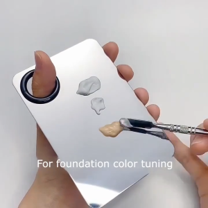 Makeup Palette Clear Acrylic Nail Stamping Plates Polish Gel Mixing Spatula Foundation Eyeshadow Stainless Steel Rod Manicure