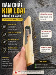 Bàn chải chà rêu 30cm có đầu nói inoc