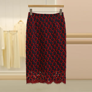 High-Waisted Lace Floral Pencil Skirt