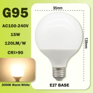 3PCS Energy Saving RA90 18W 15W 10W LED Bulb E27 G80 G95 G120 Global Light Lampada Ampoule LED Light Bulbs White Warm White LED