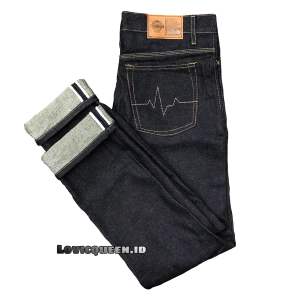Celana Denim Selvedge Accent 16.Oz Kaku - Jeans Selvedge Black Indigo