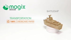 MFK06F - Tàu chiến carton - 21x7x10 cm - Đồ chơi lắp ráp mô hình từ bìa carton cứng cao cấp