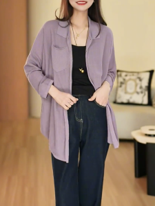QINGNAER | Thin Loose Lazy UV Protection Shirt Purple