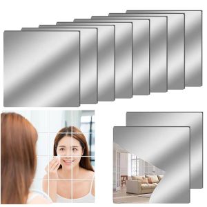 5Pcs Acrylic Full Body Mirrors 30x30cm HD Mirror for Bathroom Bendable Square Wall Mirrors for DIY Living Room Home Decoration Self-adhesive Wall Stickers
