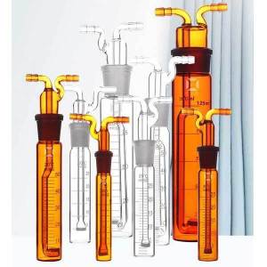 Smoke Gas Absorption Bottle Sand Core Porous Clear Absorption Tube Filtration Purification Lab Use 10/25/50/75/100/125/250ml