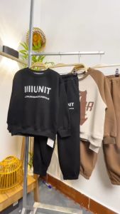 Bộ nỉ bé trai cổ tròn 5-12 tuổi chữ A và IIIIUN vải dày dặn cao cấp dáng khỏe khoắn thời trang