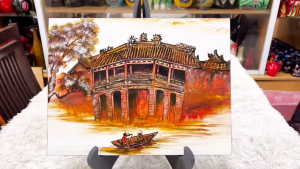 Tranh sơn mài - CHÙA CẦU- HỘI AN ( Tặng kèm khung)