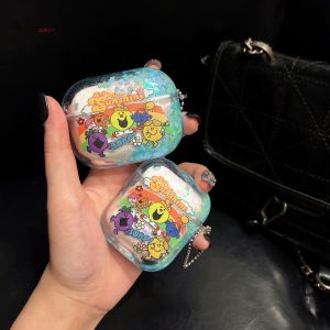 Cute Cartoon Anime Sandflow Anti-fall Flash Powder Protection Case for Apple AirPods 1/2 3/4 pro 2 Hard Shell Creative Personalized