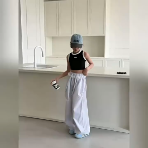 2-16 ปี แฟชั่นฤดูร้อน กางเกงเด็ก กางเกงสแล็ค ทรงหลวม เอวยางยืด ยีนขายาว สไตล์เกาหลี สำหรับเด็กผู้หญิง