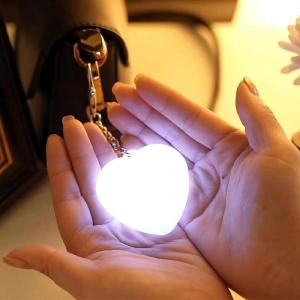 Heart Shape Keychain Night Light Touch Sensing LED Lamp Portable Bag Accessory Cute Birthday Present