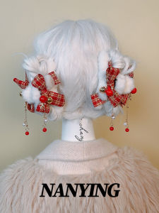 Nanying Plush Shark Hair Clip Christmas Holiday Butterfly Knot Plaid Design Cute Fashionable Hair Accessories for Women