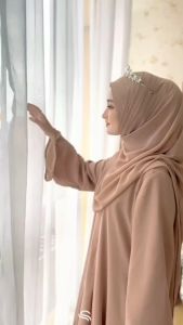 Salma Abaya Cantik Anggun Bahan Ceruty Babydoll Aplikasi Payet Dress Kondangan Viral Kekinian