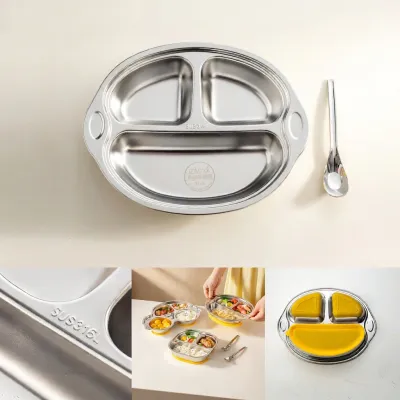 onlycook | Suction Stainless Steel 316 Divided Plate for Children
