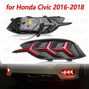 【Manila Stock】LED Reflector Rear Bumper Tail Light Brake Lamps For 2016-2021 Honda Civic Sedan