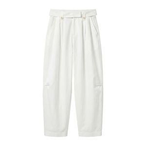 Loose Folding Waist High Waist Wide Leg Pants