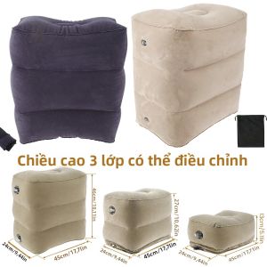 Gối Tựa Chân Bơm Hơi Có Thể Điều Chỉnh Độ Cao 3 Lớp PVC Hình Chữ Nhật Du Lịch Để Nghỉ Chân Cho Xe Buýt Chuyến Bay - Đệm Chân Massage