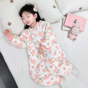 Childrens Fleece Lined Sleep Bag Autumn Winter New Style Zipper Anti-Kick Overalls Home Wear Baby Girl Divide Legs Sleeping Bag