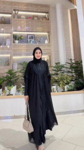 Gamis Elegan Black Series dengan Bordir Swarovski - Plus Size M/L/XL/XXL - Kain Jersey