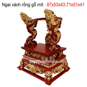 Ngai bàn thờ gia tiên vách rồng song long gỗ mít cao 7187cm