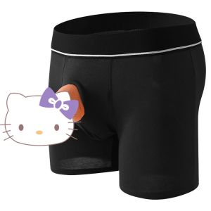 ชุดชั้นในเข็มขัดแบบกว้างเนื้อนุ่มกางเกงในแหวนซิลิโคนนูนเป็นรูปตัวยูผ้าคอตตอนบ็อกเซอร์ผู้ชายเซ็กซี่กางเกงในชาย