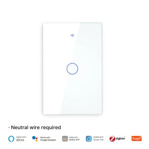 MOES | MOES Tuya ZigBee Smart Light Switch Touch Glass Panel Fireproof Neutral Wire Required Remote Control Work With Alexa Google Home