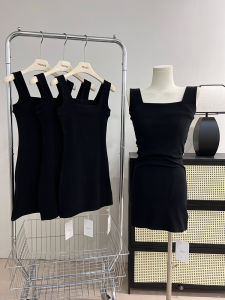 YU Womens Knitted Tight-Fit Mini Dress Black White Grey Base Layer Tank Dress High Waist Backless Spring Summer Autumn Winter