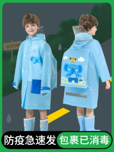 Kids Raincoat Boys Primary School Students with Schoolbag Seat Kid Cartoon Thickened Rain Boot Set Special Grade One for School