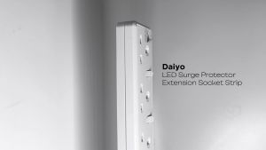 Daiyo DE 382 2 Way LED Surge Protector Power Extension Socket Strip with 6 Metre Power Cord