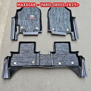 YARIS - Thảm lót sàn MAXXCAR cho xe TOYOTA YARIS CROSS 2024+ nhựa TPE đúc 5D tràn viền + Rối xám Logo.