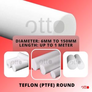 Teflon (PTFE) Round Bar (Diameter: 6mm 8mm 10mm) (Length: 500mm)