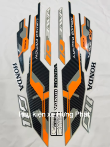 Bộ tem decal dán xe máy honda wave a wave anpha wave alpha phiên bản limited edition màu xám cam zin thái siêu đẹp