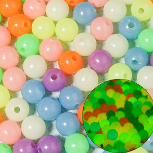 100pcs 6-10mm Green Luminous Round Acrylic  Color Spacer Beads For Jewelry Making Glow In The Dark Fishing DIY Bracelet Necklace