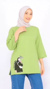 FOREVER CLOTH KAOS OVERSIZE WANITA LENGAN 7/8 KATUN PREMIUM HIJAB STYLE BISA COD