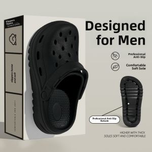 Anti-Odor Slip-Resistant Mens Summer Outdoor Sandals Open-Toe Beach Slippers Comfortable Wearing Hollow out Design EVA Material