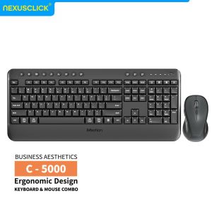 NexusClick 2.4G Wireless Keyboard Mouse SetUSB Receiver Multimedia Low Profile Switch Adjustable DPI Ergonomic Combo Office Use