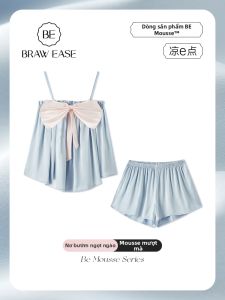 Bộ đồ ngủ nữ BE làm bằng vải lụa băng dễ thương thoải mái