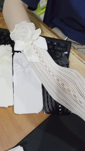 22342 Kaos Kaki Anak Panjang Sebetis Ribbon Pita - Cute Children Kids Socks 3-12 tahun - Stocking Jaring Tinggi Anak Abg Cosplay Cute Japanese Korean JK Style