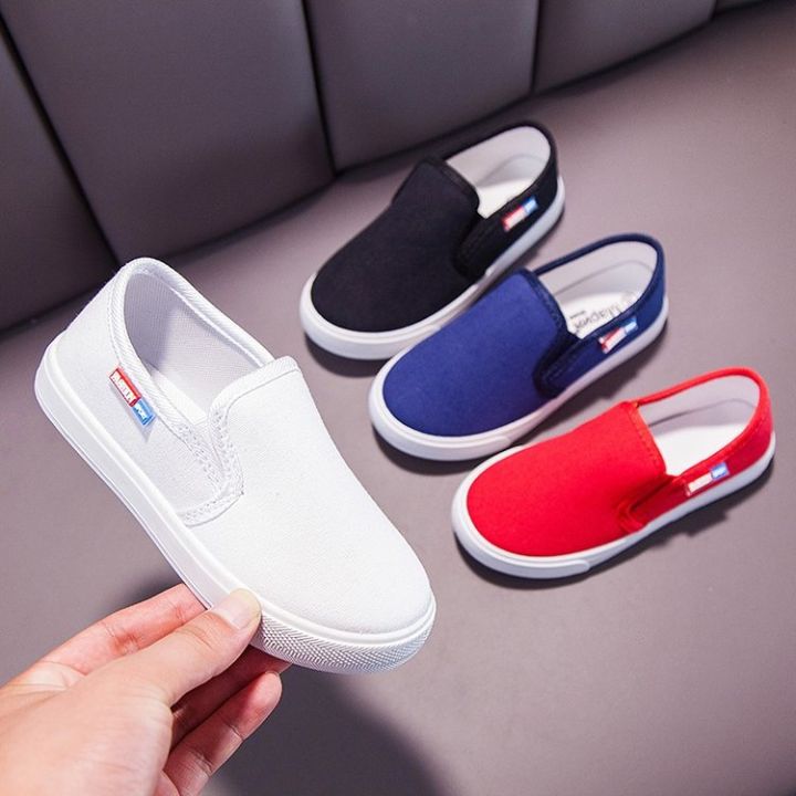 Boys white cheap slip ons