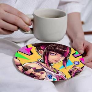 Fighting games J-Juri Role Wooden Coaster Coffee Teacup Decoration Coffee Shop Beverage Shop Family Restaurant Cafe Decoration